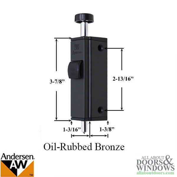 Andersen Auxiliary Foot Bolt Lock for Frenchwood Gliding Door - Oil Rubbed Bronze - Andersen Auxiliary Foot Bolt Lock for Frenchwood Gliding Door - Oil Rubbed Bronze