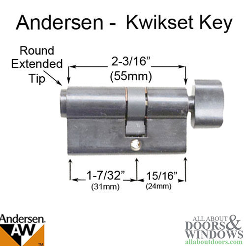 Keyed Kwikset Euro Cylinder for Andersen Storm Door - Choose Color - Keyed Kwikset Euro Cylinder for Andersen Storm Door - Choose Color