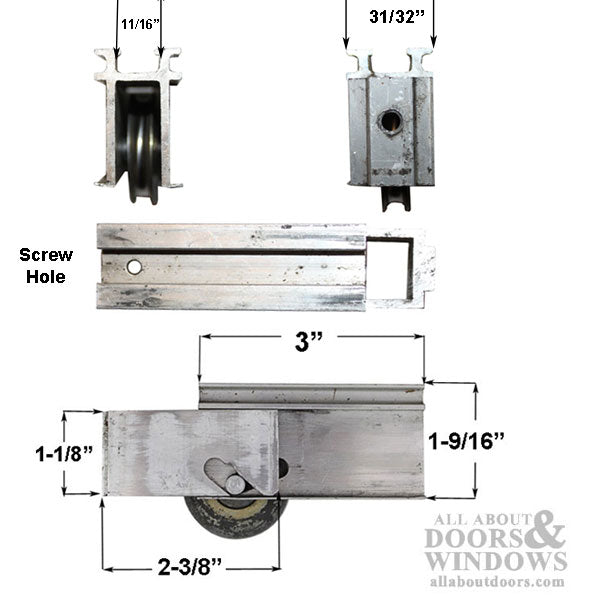 Armarlite Sliding Door Roller Assembly 1.438 Inch Steel Wheel Diameter - Armarlite Sliding Door Roller Assembly 1.438 Inch Steel Wheel Diameter