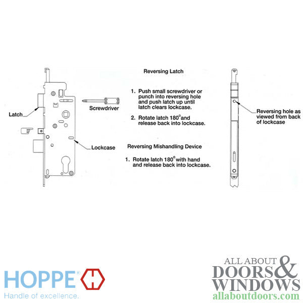 Hoppe Mortise Lock Manual Single Point Lock Body - 35mm Backset, 16mm Faceplate - Hoppe Mortise Lock Manual Single Point Lock Body - 35mm Backset, 16mm Faceplate