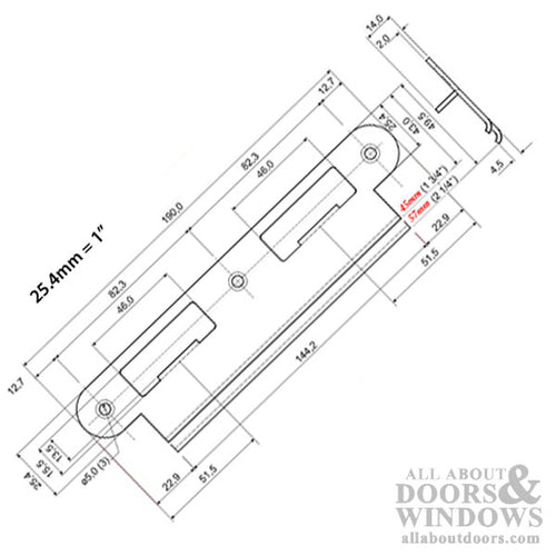 Latch & Deadbolt Strike Plate, 45mm, 1-3/4