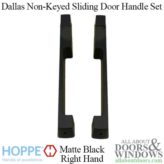 Dallas Non-Keyed Sliding Door handle set, HLS9000 gears RH 1-3/4" Panel - Matte Black