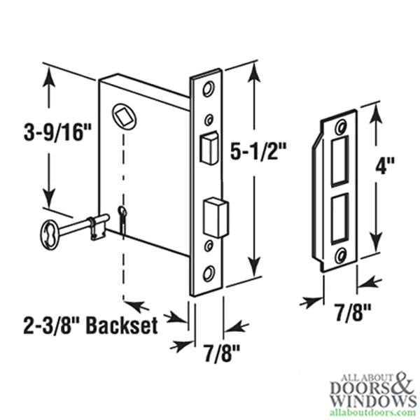 Caselock-Mortise Assembly w/Keys - Caselock-Mortise Assembly w/Keys