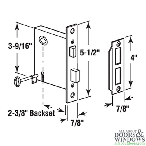 Caselock-Mortise Assembly w/Keys - Caselock-Mortise Assembly w/Keys