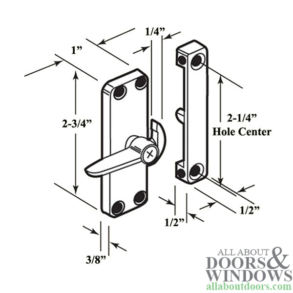 Right Hand Surface Mount Latch for Sliding Screen Door - Black - Right Hand Surface Mount Latch for Sliding Screen Door - Black