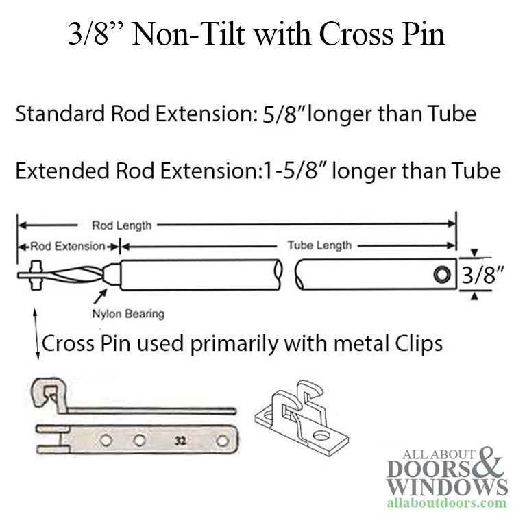 3/8” Spiral Non-Tilt Cross Pin Balance Rod, Green Bearing - 3/8” Spiral Non-Tilt Cross Pin Balance Rod, Green Bearing