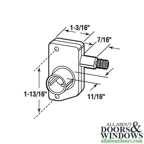 Operator for Awning or Jalousie Louver Slanted Sill 1-13/16 Inch Right Hand - Operator for Awning or Jalousie Louver Slanted Sill 1-13/16 Inch Right Hand