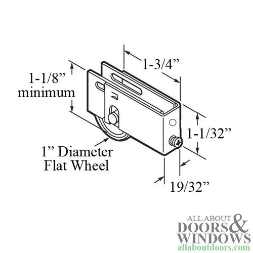 Capitol  Roller Assembly, Flat 1 inch Steel Wheel - Capitol  Roller Assembly, Flat 1 inch Steel Wheel