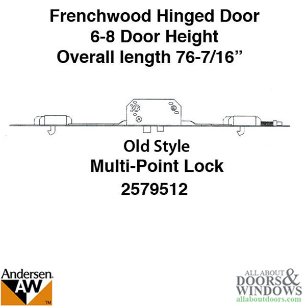 Andersen Multipoint Lock, FWH68 Active Door - Gold Face Discontinued - Andersen Multipoint Lock, FWH68 Active Door - Gold Face Discontinued