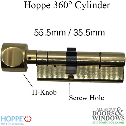 Discontinued CES 55.5T/ 35.5, 360 Euro profile cylinder  H--Knob - Brass