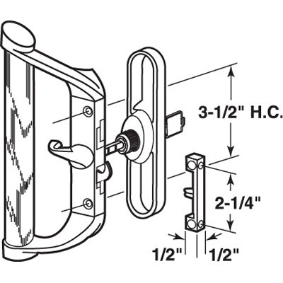 Handle Set, 3-1/2 Hole Center, w/ Key Lock - Handle Set, 3-1/2 Hole Center, w/ Key Lock