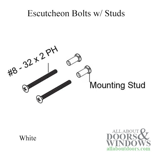 Escutcheon Plate Bolts and Studs, Tribeca - White - Escutcheon Plate Bolts and Studs, Tribeca - White