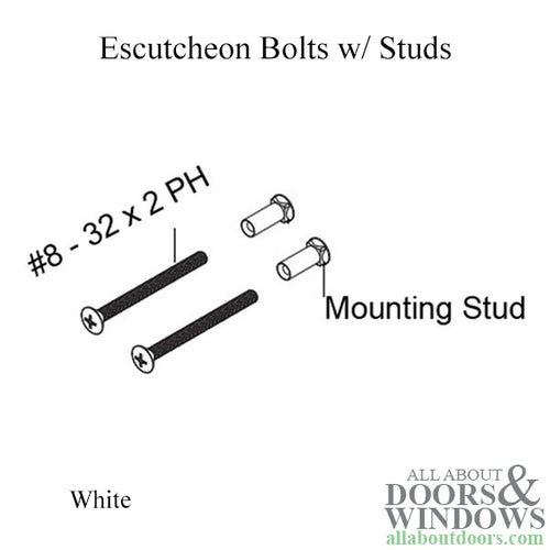 Escutcheon Plate Bolts and Studs, Tribeca - White - Escutcheon Plate Bolts and Studs, Tribeca - White