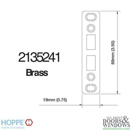 DISCONTINUED Double Door Shootbolt Strike Plate - Brass - DISCONTINUED Double Door Shootbolt Strike Plate - Brass