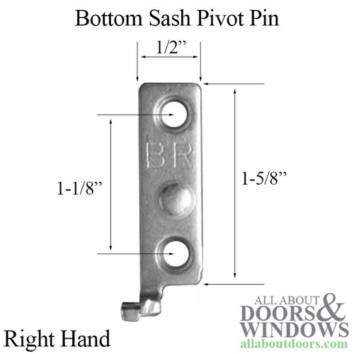 Bottom Sash Pivot Pin, Right Hand - Bottom Sash Pivot Pin, Right Hand