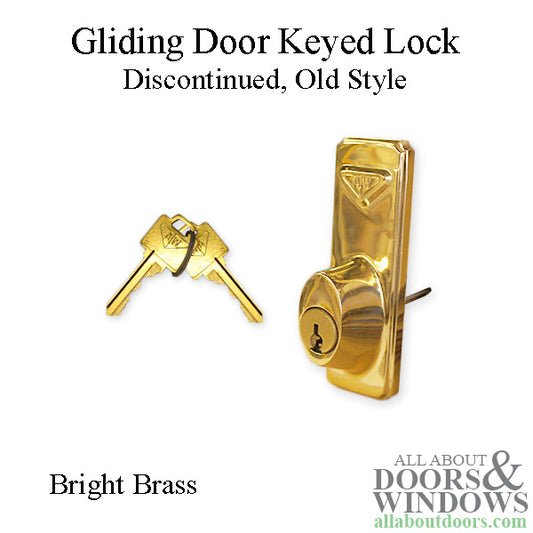 Discontinued Gliding Door Keyed Lock, Old Style - Polished Brass