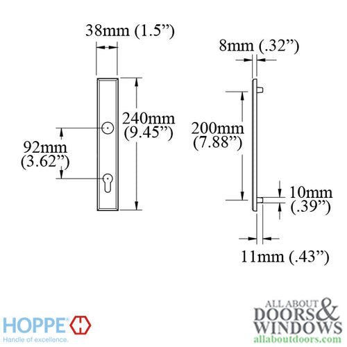 HOPPE Dallas Exterior Backplate M2161N for Active Handlesets - Dark Bronze Metallic - HOPPE Dallas Exterior Backplate M2161N for Active Handlesets - Dark Bronze Metallic