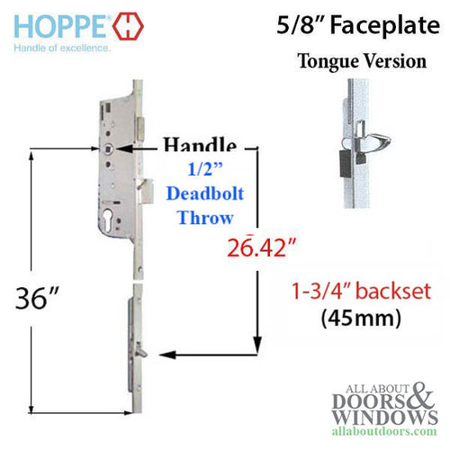 Hoppe 16mm Manual Gear, 45/92, Tongue at 26.42