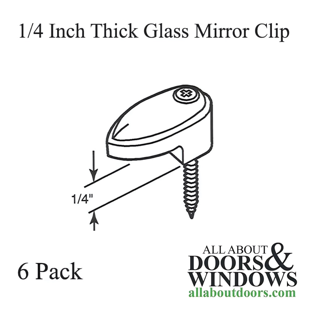 1/4 Inch Glass Mirror Clips - 6 Pack - 1/4 Inch Glass Mirror Clips - 6 Pack