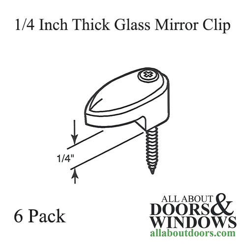 1/4 Inch Glass Mirror Clips - 6 Pack - 1/4 Inch Glass Mirror Clips - 6 Pack