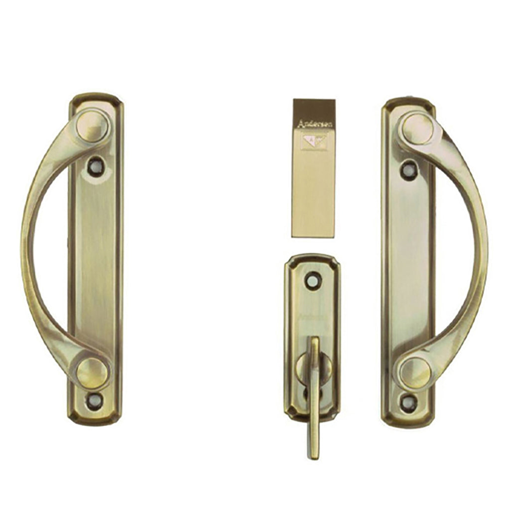Andersen Newbury 2 Panel Gliding Door Hardware Set - Antique Brass - Andersen Newbury 2 Panel Gliding Door Hardware Set - Antique Brass
