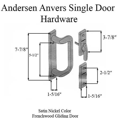 Andersen Frenchwood Gliding Door Trim Anvers 2 Panel Interior & Exterior, Brushed/Satin Nickel - Andersen Frenchwood Gliding Door Trim Anvers 2 Panel Interior & Exterior, Brushed/Satin Nickel