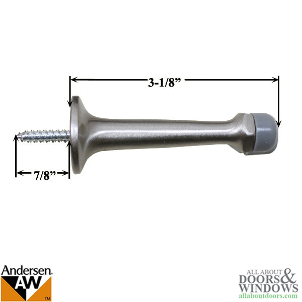 3-1/8 Door Stop, Andersen Frenchwood Hinged - Polished Chrome - 3-1/8 Door Stop, Andersen Frenchwood Hinged - Polished Chrome