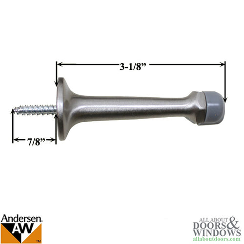 3-1/8 Door Stop, Andersen Frenchwood Hinged - Polished Chrome - 3-1/8 Door Stop, Andersen Frenchwood Hinged - Polished Chrome