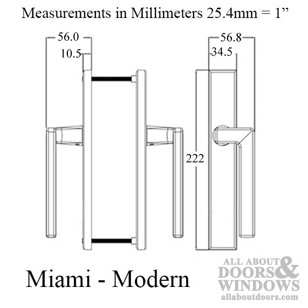 Miami Style Sliding Patio Door Handle Set, Inactive Dummy Pull, Right Hand - Miami Style Sliding Patio Door Handle Set, Inactive Dummy Pull, Right Hand