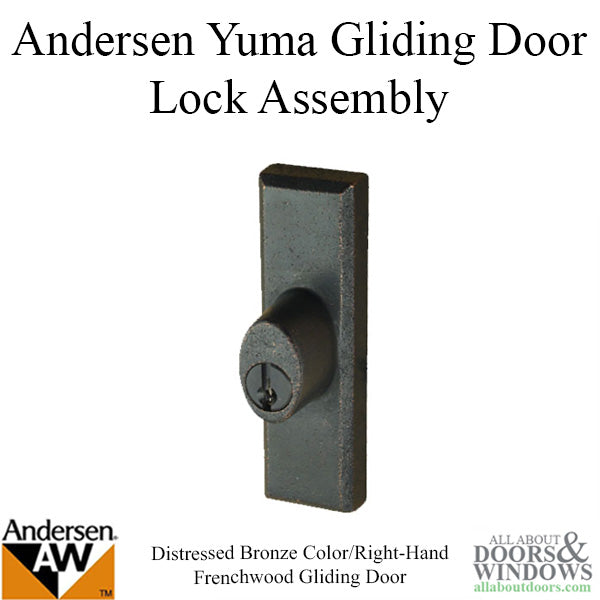 Andersen Frenchwood Gliding Door - Lock Assembly w/Keys, Yuma - Right Hand - Distressed Bronze - Andersen Frenchwood Gliding Door - Lock Assembly w/Keys, Yuma - Right Hand - Distressed Bronze