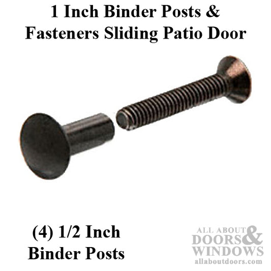 1.0 inch Binder Posts and Fasteners - Aluminum Sliding Patio Door - Black