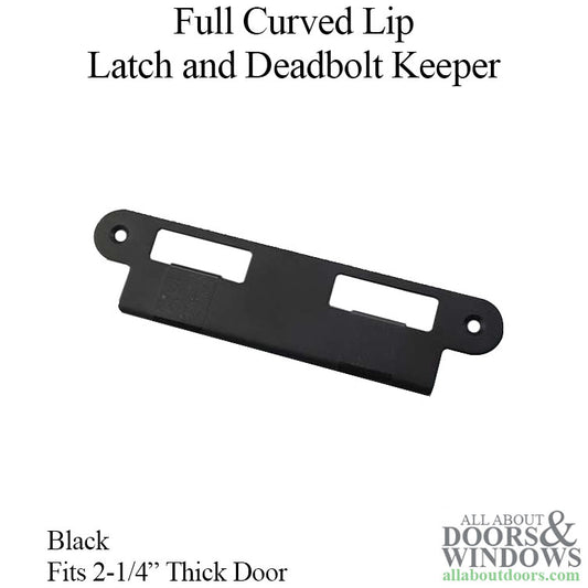 Latch & Deadbolt Strike Plate, 57mm Extended, 2-1/4 Door, Black