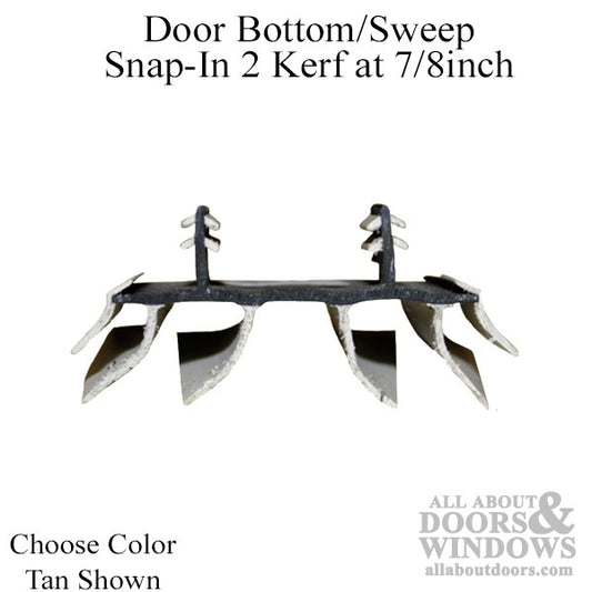 Door Bottom / Sweep, Snap-In, 2 Kerf  at 7/8 inch -  Brown/Tan