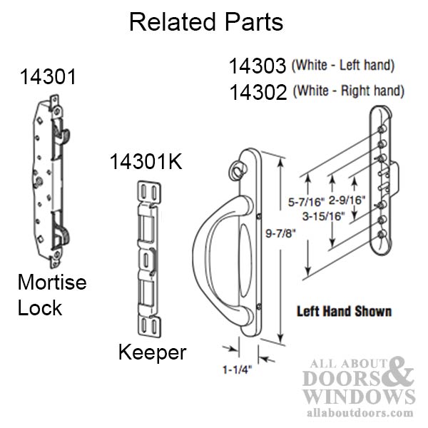 2 Point Mortise Lock - Sliding Patio Door, Generic Keyway - Steel - 2 Point Mortise Lock - Sliding Patio Door, Generic Keyway - Steel