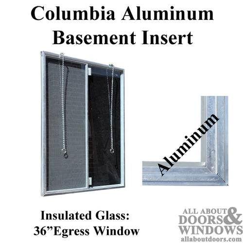 C-310-36 Aluminum Basement WINDOW Insert, Dual Pane Glass - C-310-36 Aluminum Basement WINDOW Insert, Dual Pane Glass