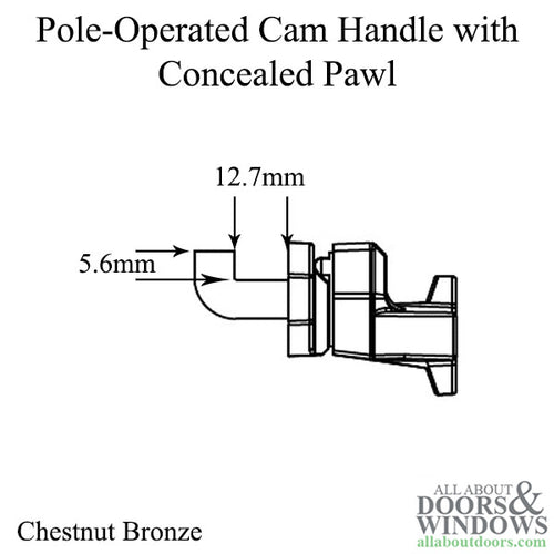 Pole-Operated Cam Handle with 12.7mm Concealed Pawl in Chestnut Bronze finish - Right Hand - Pole-Operated Cam Handle with 12.7mm Concealed Pawl in Chestnut Bronze finish - Right Hand