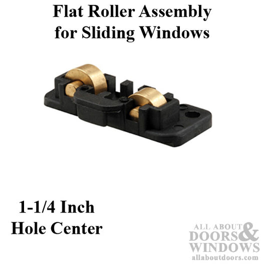 Roller Assembly (Flat) - Sliding Windows, Nylon / Brass / Steel - Black