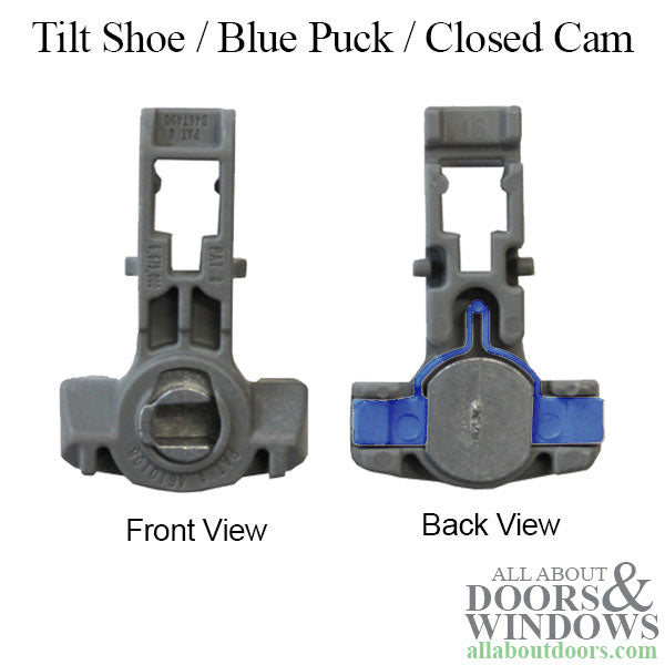 Tilt shoe, 1-1/4 x 17/32  Blue Puck, Closed Cam, Inverted Channel Balance - B - Tilt shoe, 1-1/4 x 17/32  Blue Puck, Closed Cam, Inverted Channel Balance - B