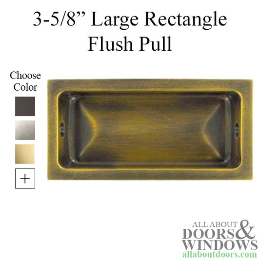 3-5/8'' Large Rectangle Flush Pull, Brass - Choose Finish