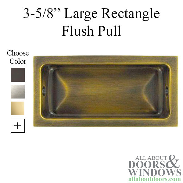 3-5/8'' Large Rectangle Flush Pull, Brass - Choose Finish - 3-5/8'' Large Rectangle Flush Pull, Brass - Choose Finish