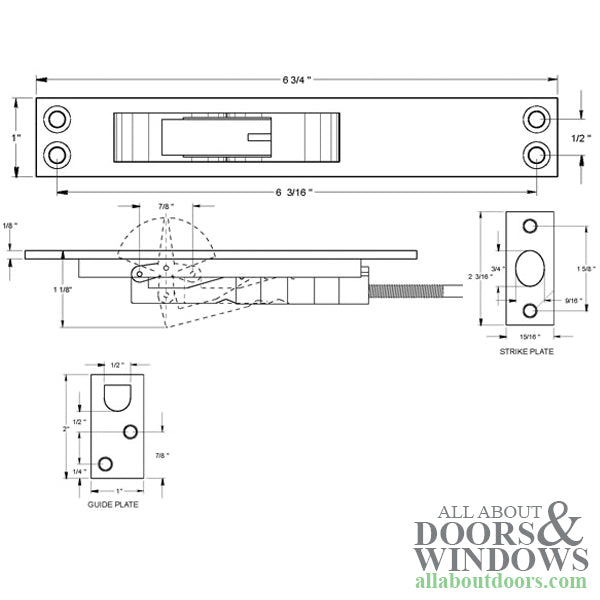 12'' Extension Flush Bolt, Heavy Duty - Choose Finish - 12'' Extension Flush Bolt, Heavy Duty - Choose Finish