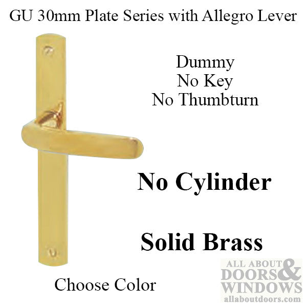 G-U Allegro Lever, 30mm Plate, Solid Brass, Dummy, No Key, No Thumbturn (Handles DO NOT Move) - Choose Color - G-U Allegro Lever, 30mm Plate, Solid Brass, Dummy, No Key, No Thumbturn (Handles DO NOT Move) - Choose Color