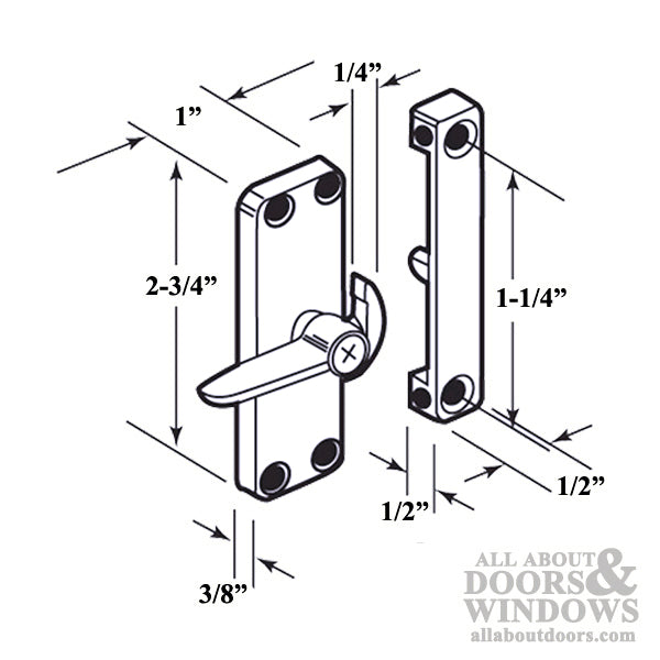 Right Hand Diecast Latch & Keeper for Sliding Screen Door - Chrome - Right Hand Diecast Latch & Keeper for Sliding Screen Door - Chrome