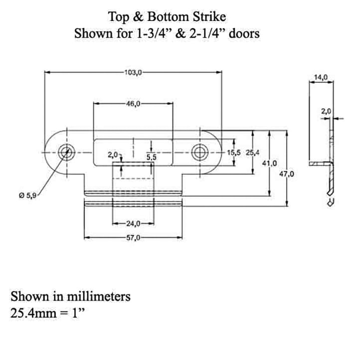GU / Ferco Rhino / Tripact Strike Plates with Lip, 1-3/4