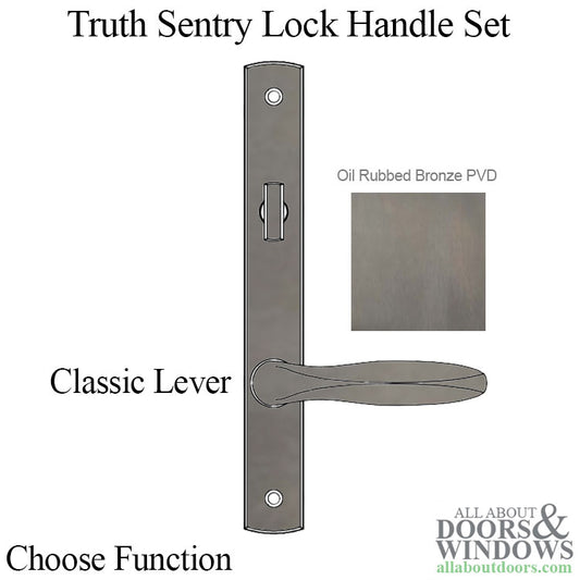 Truth Sentry Lock Handle Set, Classic, Decorative finishes over Brass, PVD Bronze