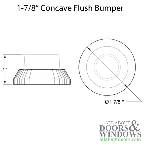 1-7/8 Concave Flush Bumper - Choose Finish - 1-7/8 Concave Flush Bumper - Choose Finish