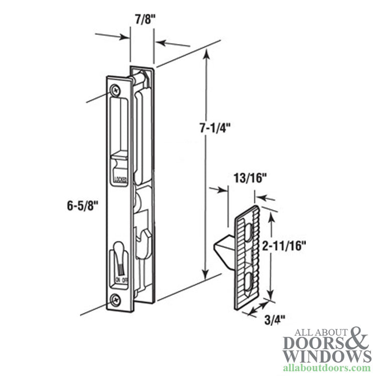 Sliding Patio Door Handleset Flush Tyle Handle 6 5/8 Inch Hole Center Chrome Handle - Sliding Patio Door Handleset Flush Tyle Handle 6 5/8 Inch Hole Center Chrome Handle