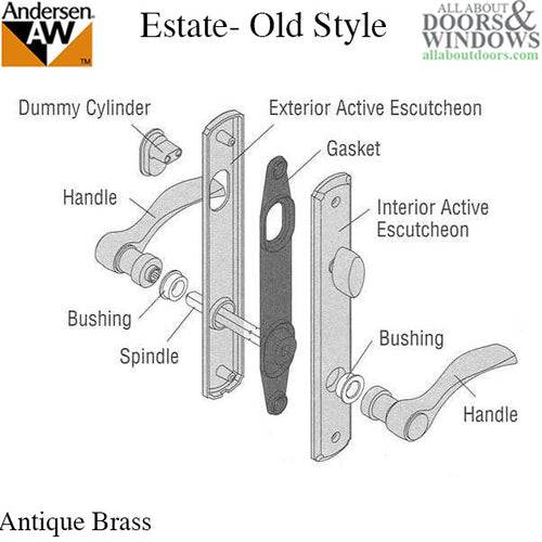 Unavailable Hardware Kit, Old Style Estate Active Door - Antique Brass - Unavailable Hardware Kit, Old Style Estate Active Door - Antique Brass