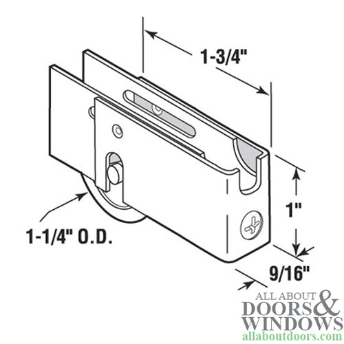 Sliding Patio Door Roller Assembly with Adjustable Steel U Tab Housing 1.25 Steel Ball Bearing Wheel Diameter - Sliding Patio Door Roller Assembly with Adjustable Steel U Tab Housing 1.25 Steel Ball Bearing Wheel Diameter