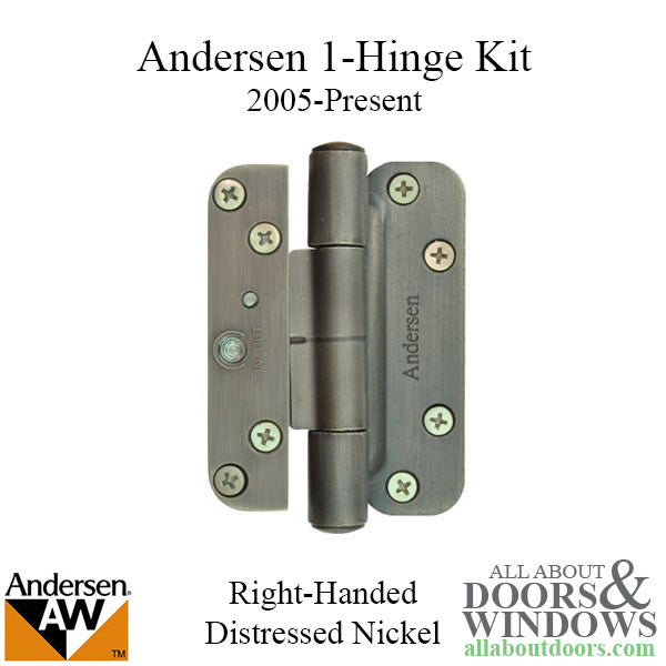 1 Hinge Kit, 2005-Present Andersen FWH Right Hand Door- Distressed Nickel - 1 Hinge Kit, 2005-Present Andersen FWH Right Hand Door- Distressed Nickel